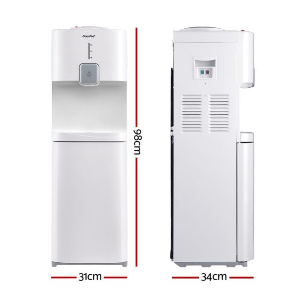 Water Dispenser Cooler Hot Cold Taps Purifier Stand 20L Cabinet – White, Without Purifier Bottle