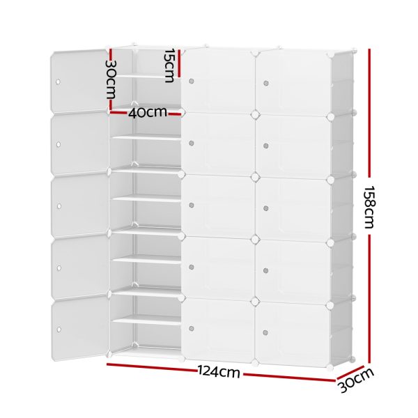 Shoe Box DIY Set of 15 Storage Cube Stackable White