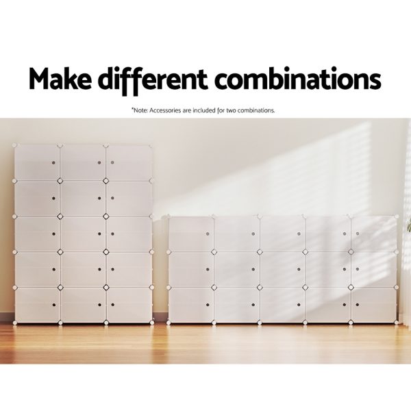 Shoe Box DIY Set of 15 Storage Cube Stackable White