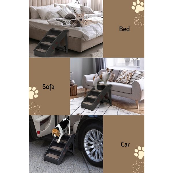 Dog Ramp For Bed Sofa Car Pet Steps Stairs Ladder Indoor Foldable Portable – Black