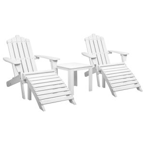 5PC Adirondack Outdoor Table and Chairs Wooden Sun Lounge Patio Furniture White