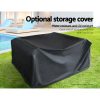 Sofa Set with Storage Cover Outdoor Furniture Wicker – 1 x Single Sofa + 2 x Corner Sofa + 1 x Table + 1 x Ottoman + 1 x storage cover