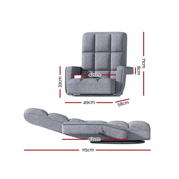 Floor Sofa Bed Lounge Chair Recliner Chaise Chair Swivel – Grey