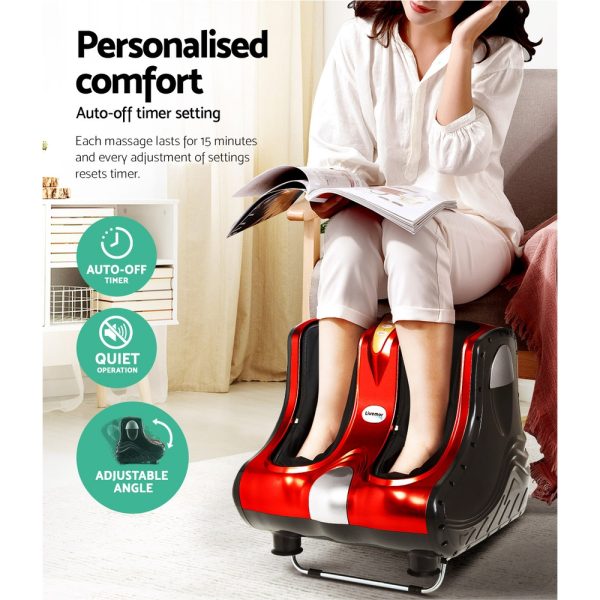 Foot Massager Ankle Calf Leg Massagers Shiatsu Kneading Rolling – Red