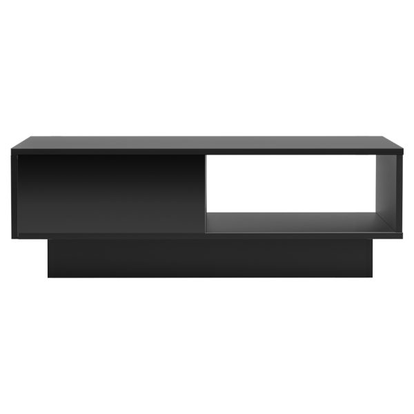 Coffee Table LED Lights High Gloss Storage Drawer Modern Furniture – Black