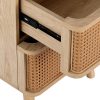 Rattan Bedside Table Drawers Side End Table Storage Nightstand Oak NORA