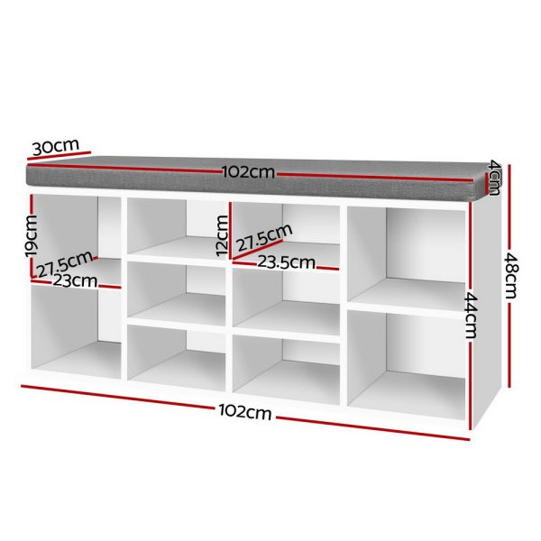 Bench Wooden Shoe Rack Storage – White