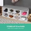 Bench Wooden Shoe Rack Storage – White