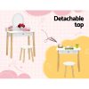 Kids Dressing Table Chair Set Wooden Leg Vanity Makeup Drawer Mirror