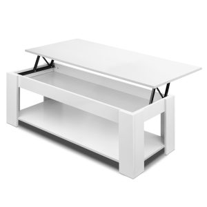 Lift Up Top Coffee Table Storage Shelf – White