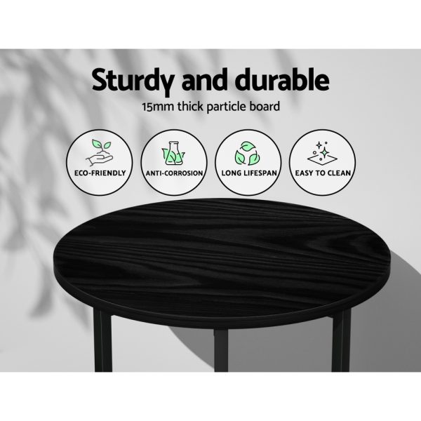 Coffee Table Side Table Round Black Martha