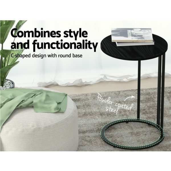 Coffee Table Side Table Round Black Martha