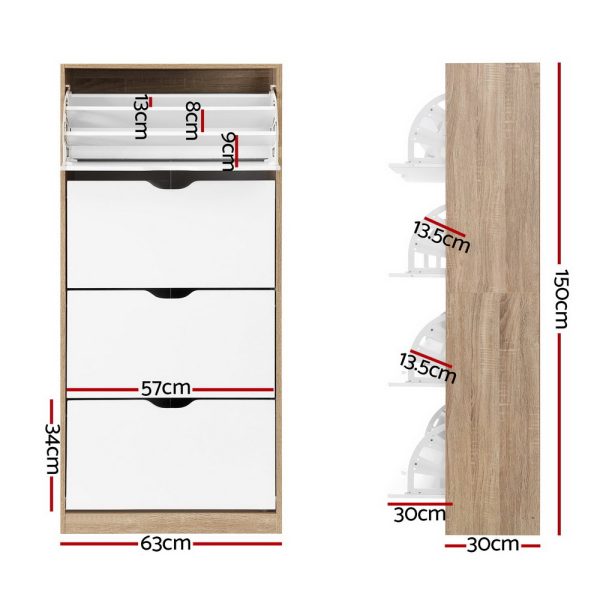 Shoe Rack Cabinet 60 Pairs 4-tier White Elen