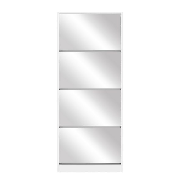 Shoe Rack Cabinet Mirror 60 Pairs White Rira