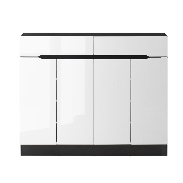 120cm Shoe Cabinet Shoes Storage Rack High Gloss Cupboard Drawers – White and Black