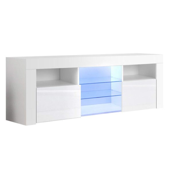 Adel TV Cabinet Entertainment Unit Stand RGB LED Gloss Furniture 160cm – White