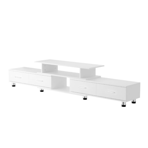 Crawley TV Cabinet Entertainment Unit Stand Wooden 160CM To 220CM Lowline Storage Drawers – White