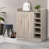 2 Doors Shoe Cabinet Storage Cupboard – Oak