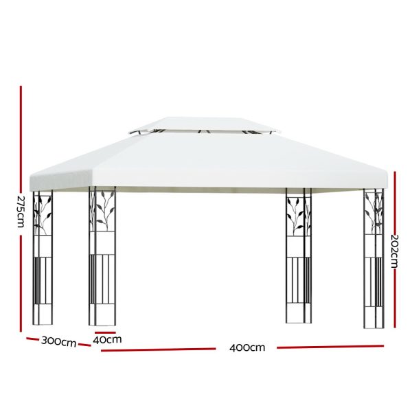 Gazebo 4x3m Marquee Outdoor Wedding Party Event Tent Home Iron Art Shade White