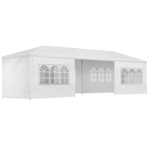 Gazebo 3×9 Outdoor Marquee Gazebos Wedding Party Camping Tent 8 Wall Panels – White