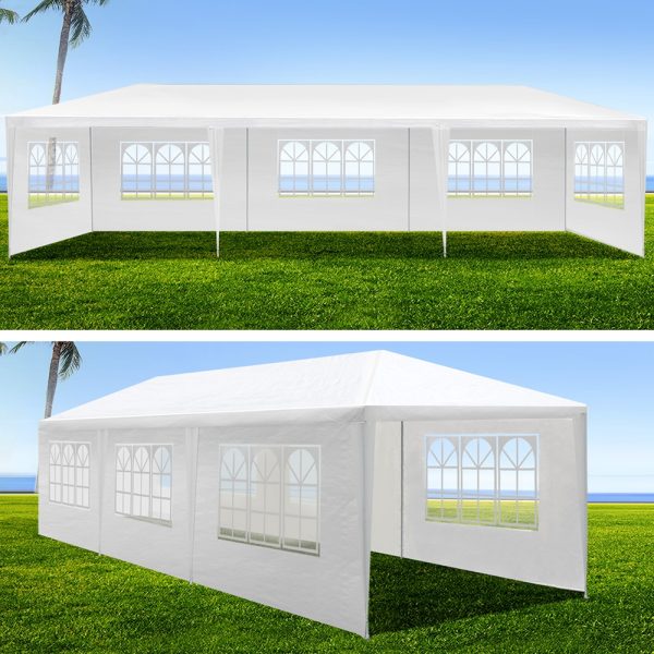 Gazebo 3×9 Outdoor Marquee Gazebos Wedding Party Camping Tent 8 Wall Panels – White