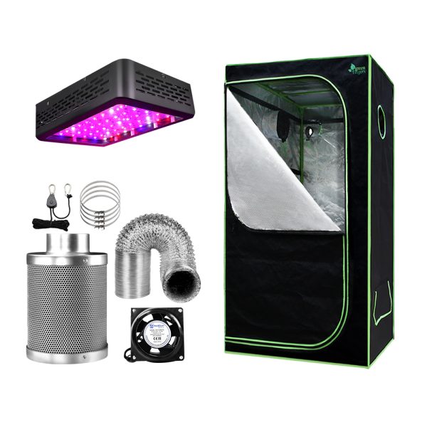 Grow Tent 1000W LED Grow Light Mylar – 60x60x140 cm, 600W/4″ Ventilation