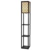 Led Floor Lamp Shelf Vintage Wood Standing Light Reading Storage Bedroom – Black, Type 2