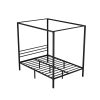 Bed Frame Metal Four-poster Platform Base Black POCHY – DOUBLE