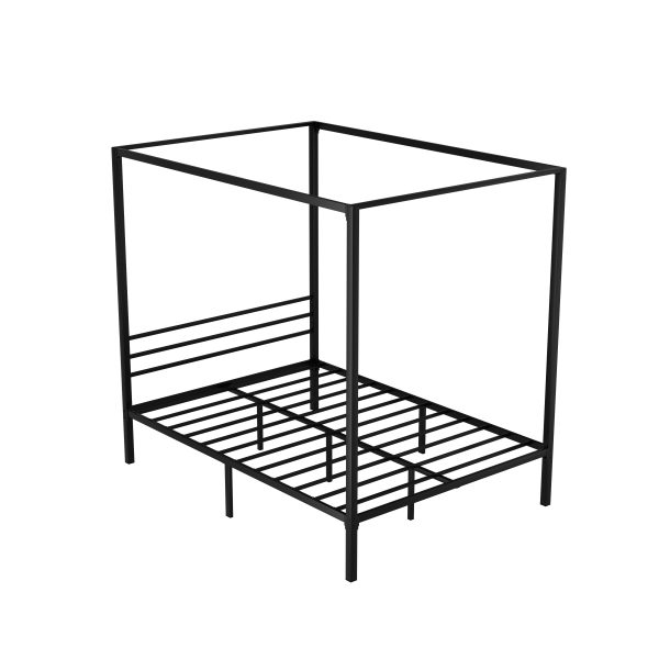 Bed Frame Metal Four-poster Platform Base Black POCHY – DOUBLE