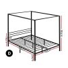 Bed Frame Metal Four-poster Platform Base Black POCHY – DOUBLE