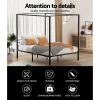 Bed Frame Metal Four-poster Platform Base Black POCHY – DOUBLE