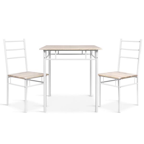 3 Piece Dining Set – Oak and White