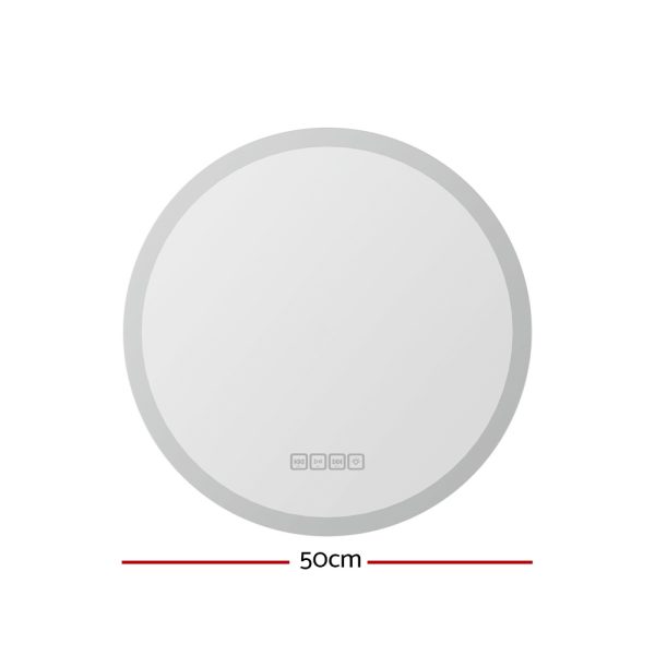 Bluetooth LED Wall Mirror With Light 50CM Bathroom Decor Round Mirrors