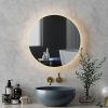 Bluetooth LED Wall Mirror With Light 50CM Bathroom Decor Round Mirrors