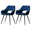 Set of 2 Caitlee Dining Chairs Kitchen Chairs Velvet Upholstered – Blue