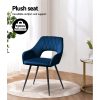 Set of 2 Caitlee Dining Chairs Kitchen Chairs Velvet Upholstered – Blue