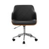 Wooden Office Chair Computer PU Leather Desk Chairs Executive Wood – Black