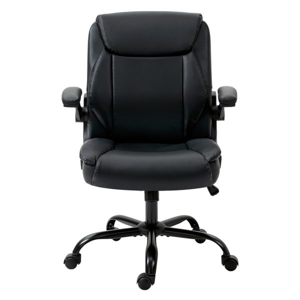 Office Chair Leather Computer Desk Chairs Executive Gaming Study – Black