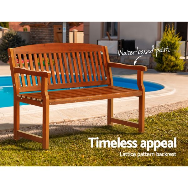 Outdoor Garden Bench Seat Wooden Chair Patio Furniture Timber Lounge – Brown