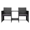 Outdoor Setting Wicker Loveseat Birstro Set Patio Garden Furniture Black