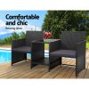 Outdoor Setting Wicker Loveseat Birstro Set Patio Garden Furniture Black