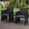 Outdoor Setting Wicker Loveseat Birstro Set Patio Garden Furniture Black