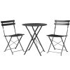 Outdoor Setting Table and Chairs Folding Patio Furniture Bistro Set – Black