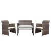 Set of 4 Outdoor Lounge Setting Rattan Patio Wicker Dining Set – Grey and Beige, Without Storage Cover