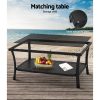 4 PCS Outdoor Furniture Lounge Setting Wicker Dining Set – Black, Without Storage Cover