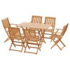 Outdoor Dining Set 7 Piece Wooden Table Chairs Setting Foldable