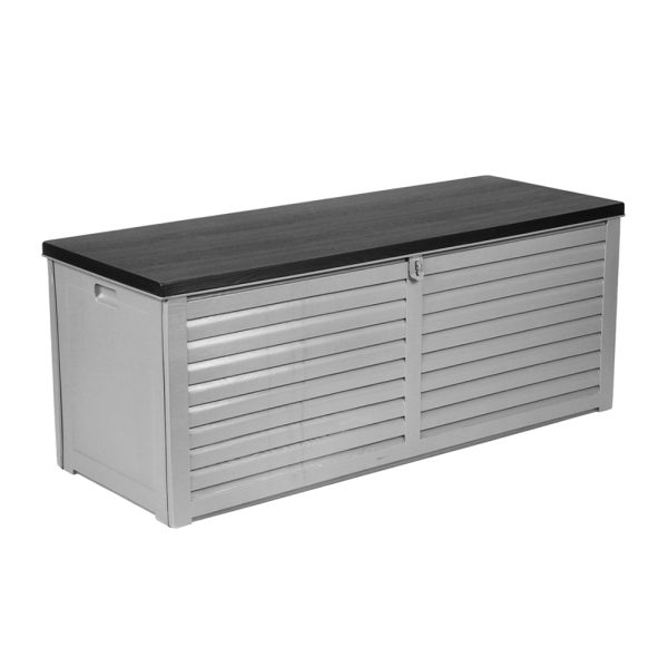 Outdoor Storage Box Container Garden Toy Indoor Tool Chest Sheds – Dark Grey and Black, 390 L