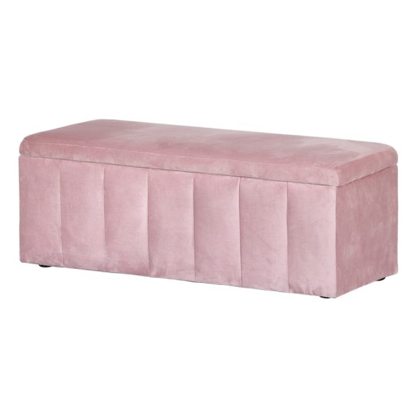 Storage Ottoman Blanket Box Velvet Chest Toy Foot Stool Couch Bed – Pink