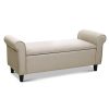 Storage Ottoman Blanket Box 126cm Linen Fabric Arm Foot Stool Couch Large – Taupe