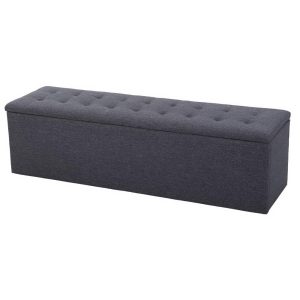 Storage Ottoman Blanket Box Linen Foot Stool Rest Chest Couch